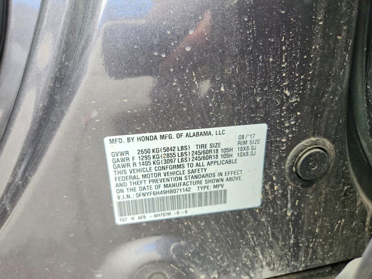 2017 HONDA PILOT