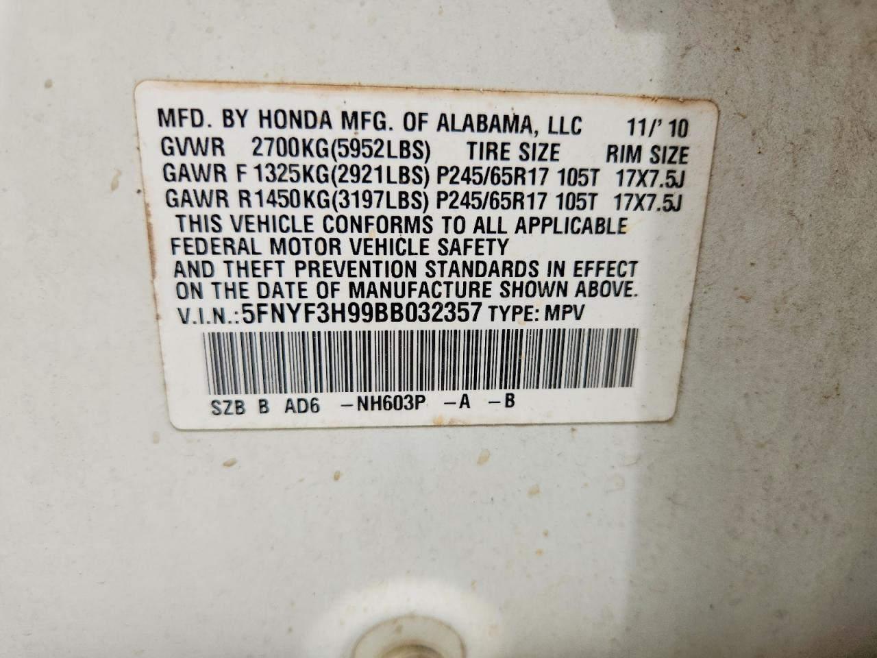 2011 HONDA PILOT