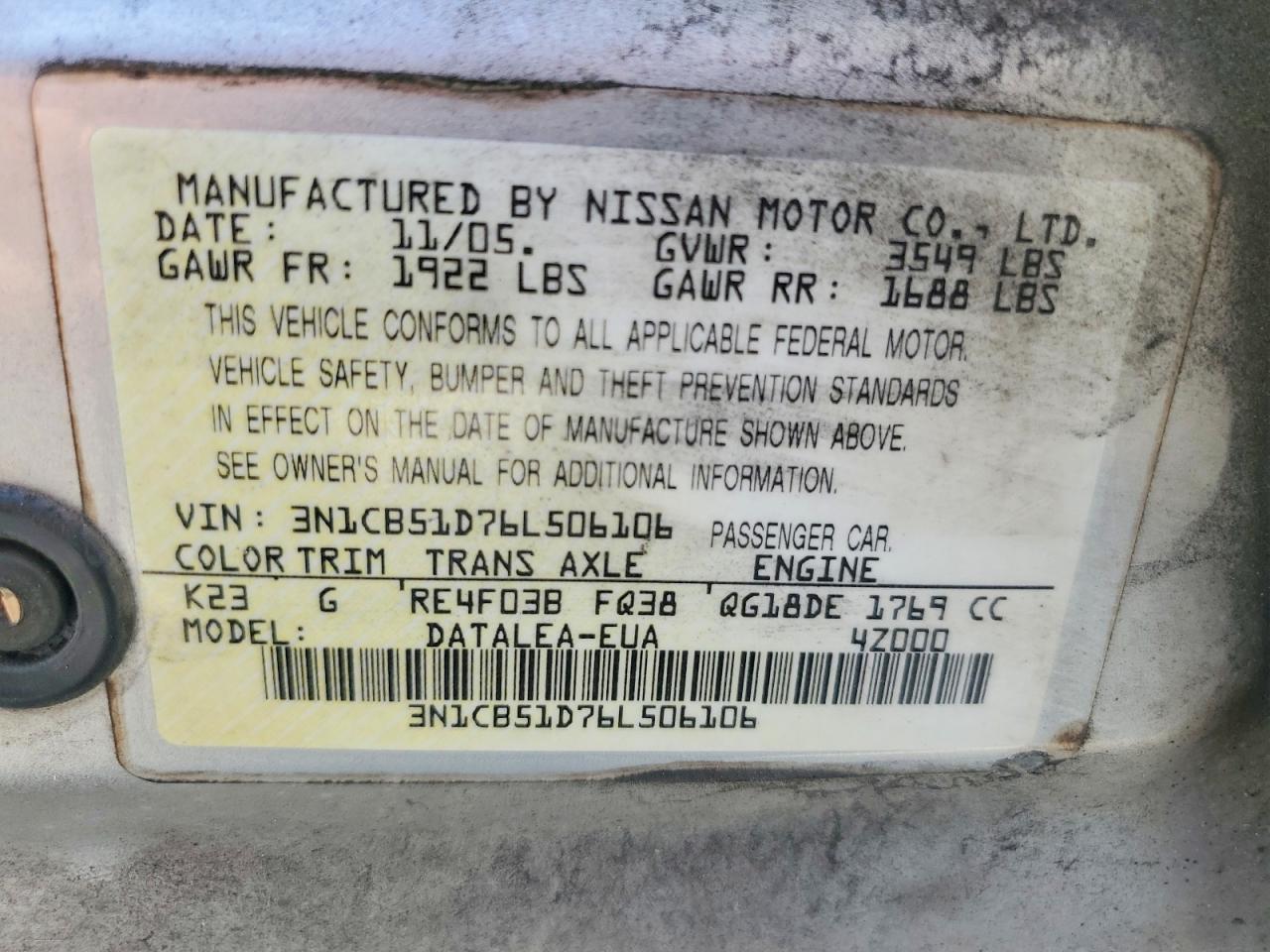 2006 NISSAN SENTRA