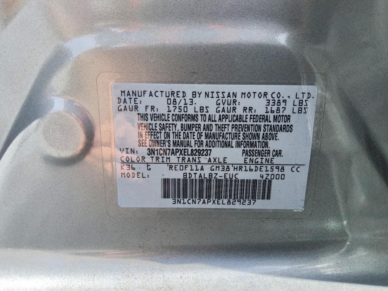 2014 NISSAN VERSA