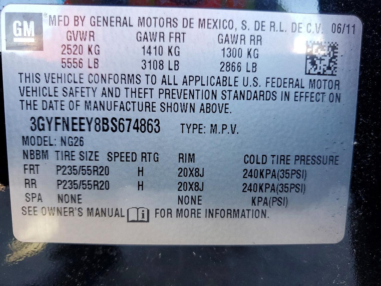 2011 CADILLAC SRX