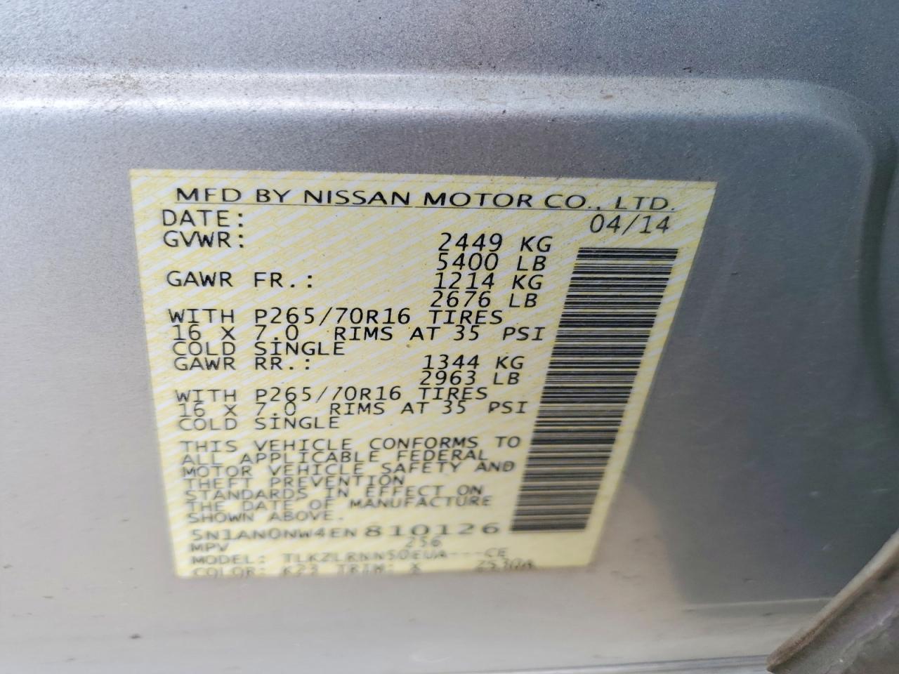 2014 NISSAN XTERRA
