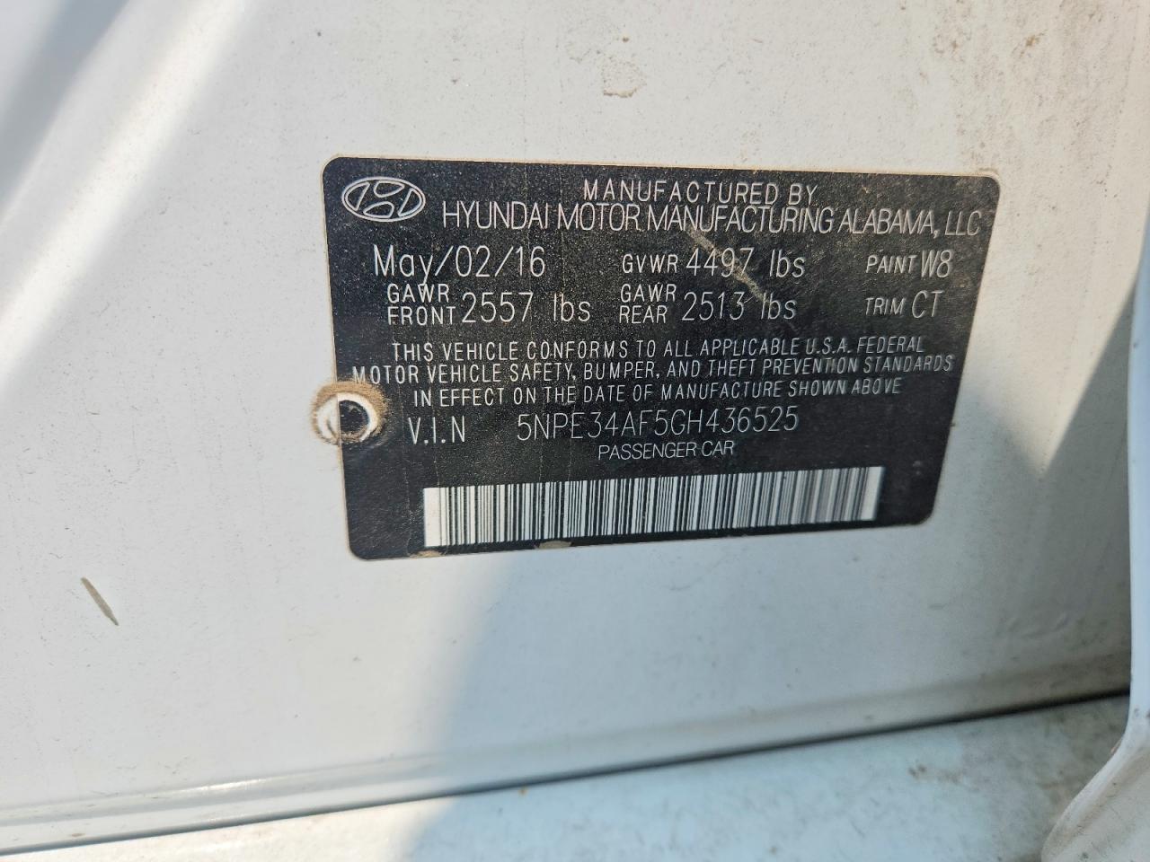 2016 HYUNDAI SONATA
