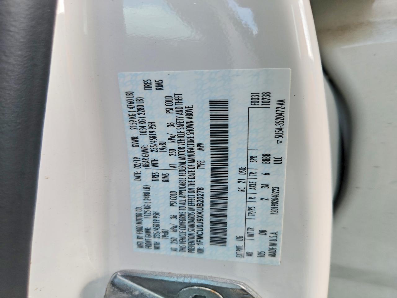 2019 FORD ESCAPE