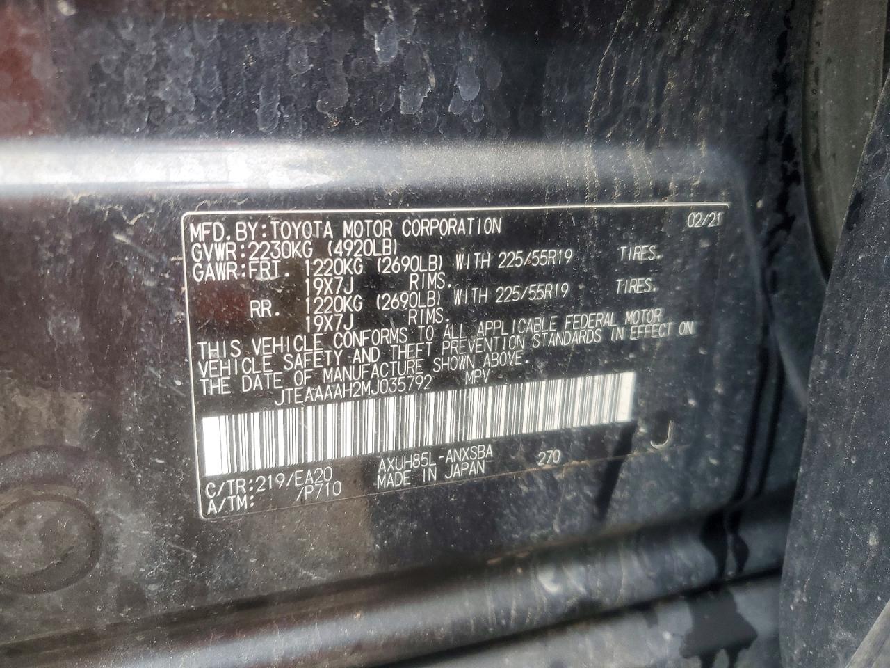 2021 TOYOTA VENZA