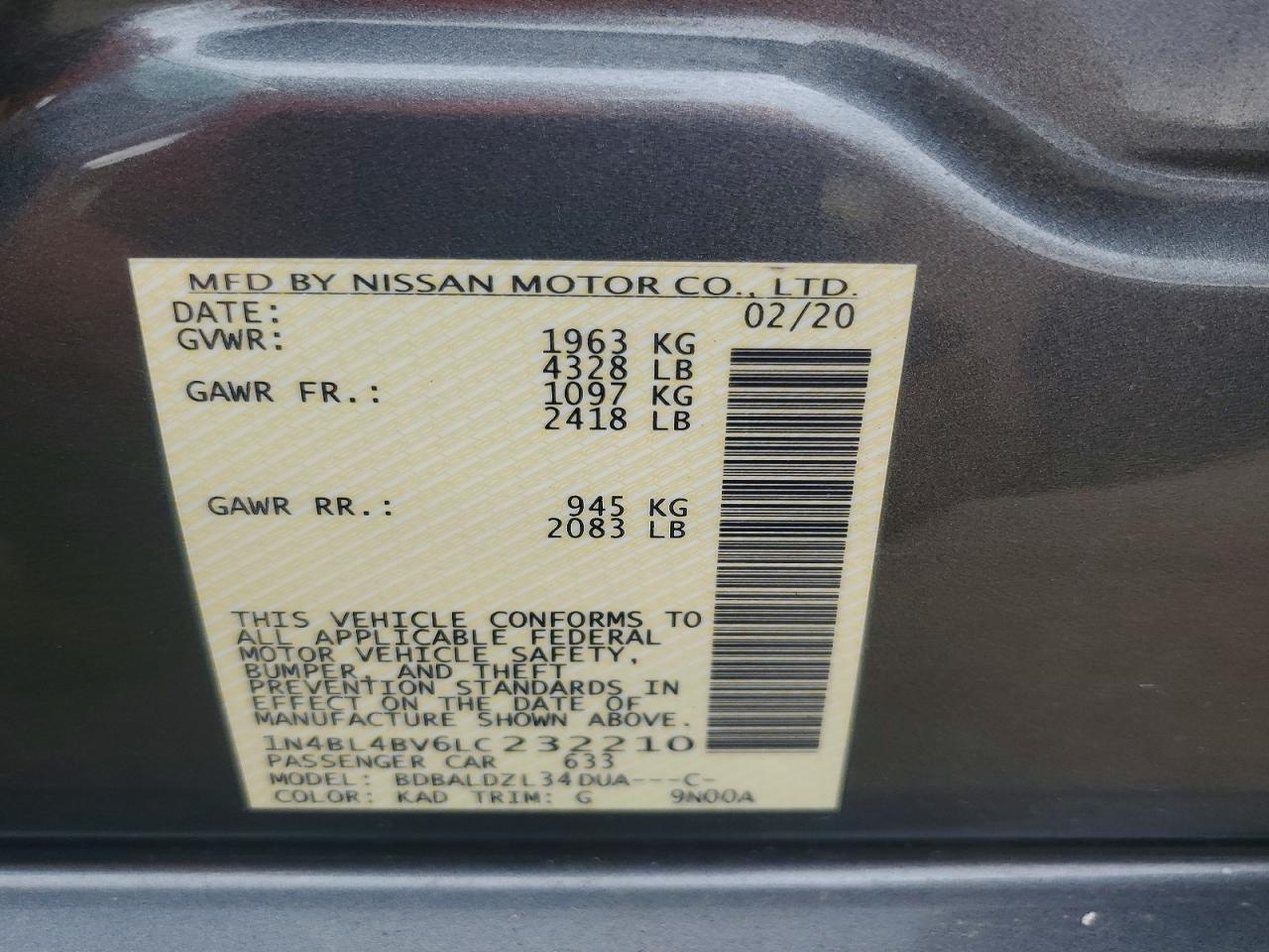 2020 NISSAN ALTIMA