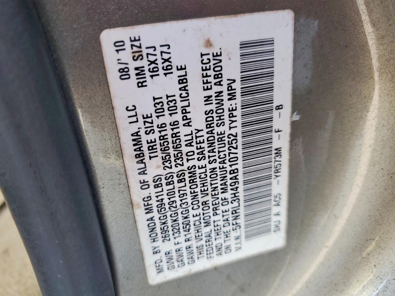 2010 HONDA ODYSSEY