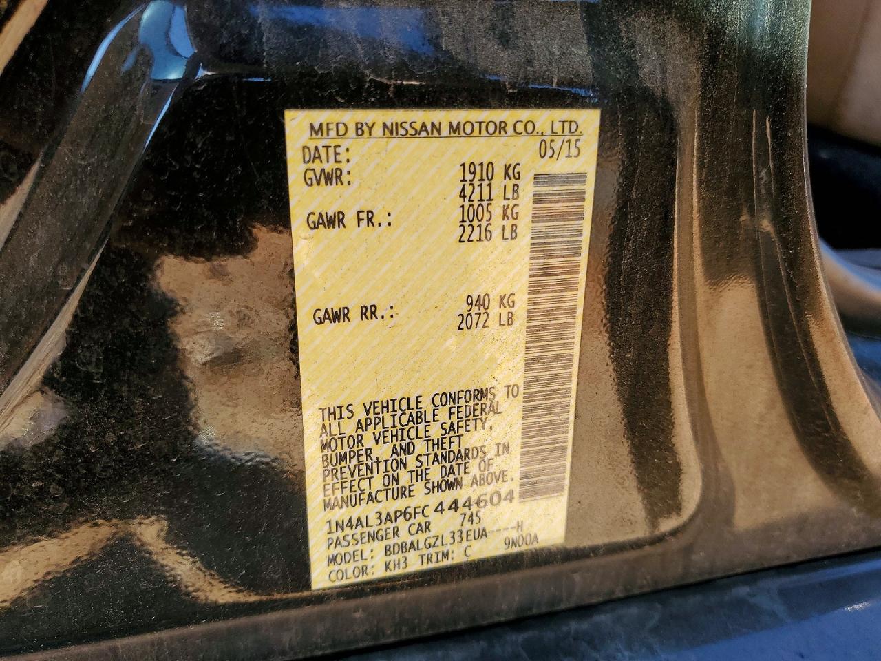 2015 NISSAN ALTIMA