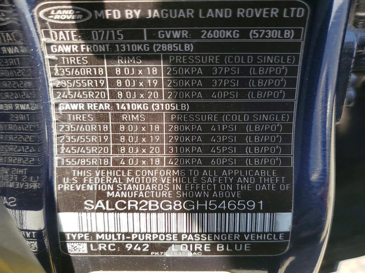 2016 LAND ROVER DISCOVERY