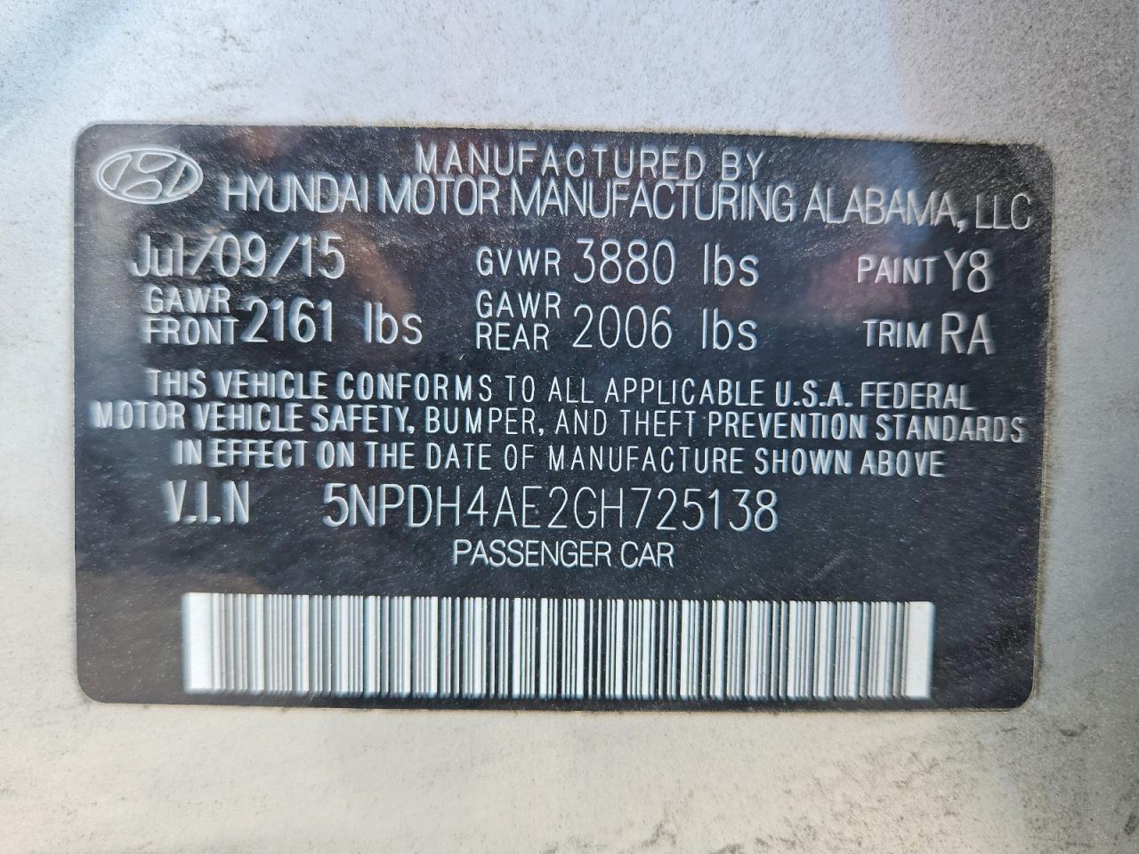 2016 HYUNDAI ELANTRA