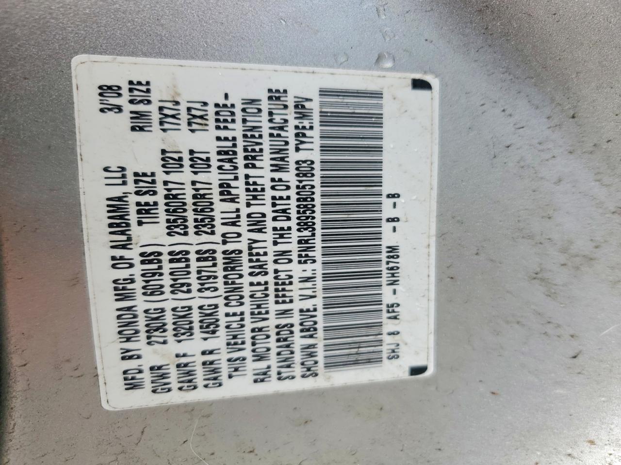 2008 HONDA ODYSSEY