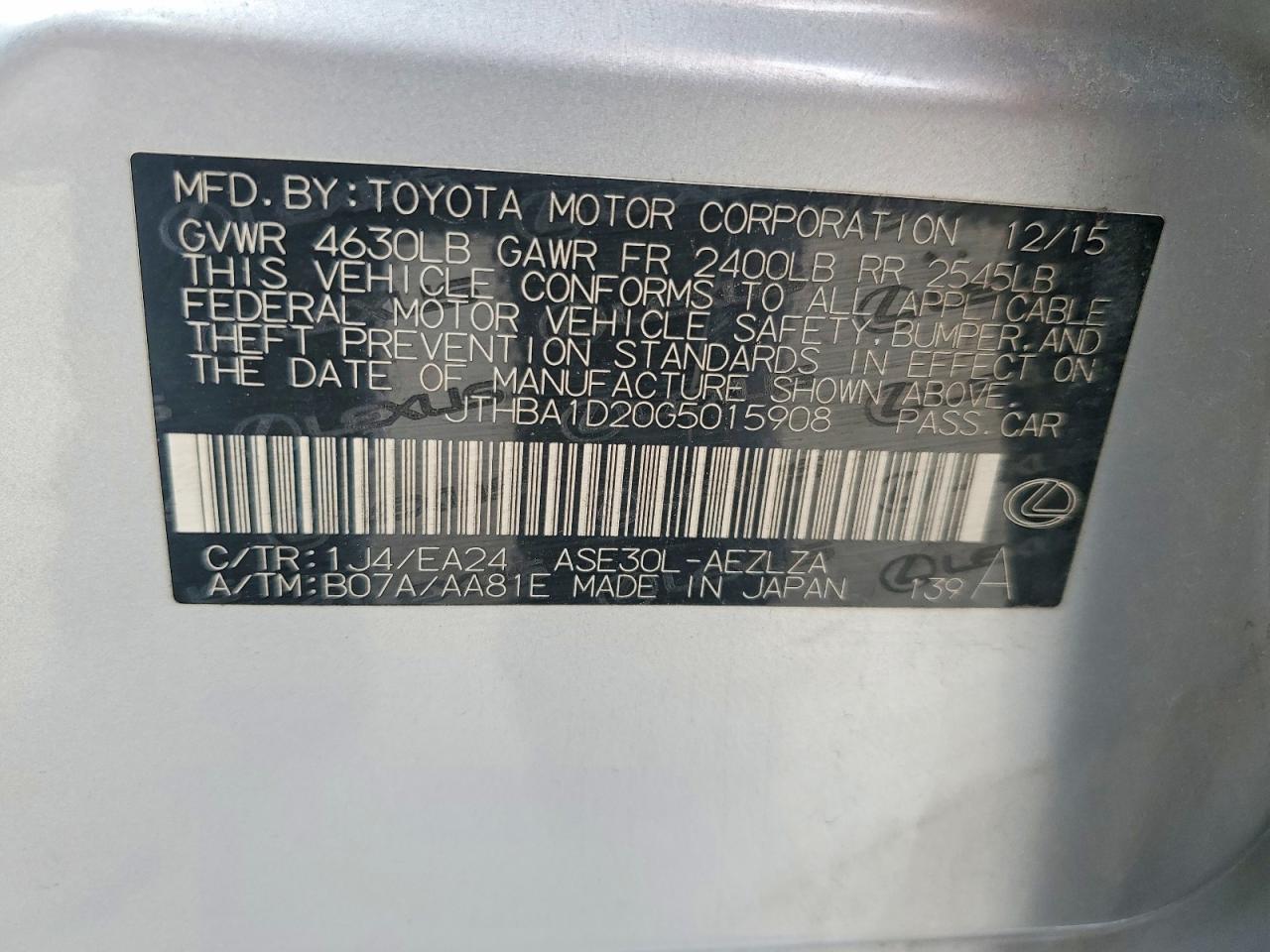 2016 LEXUS IS