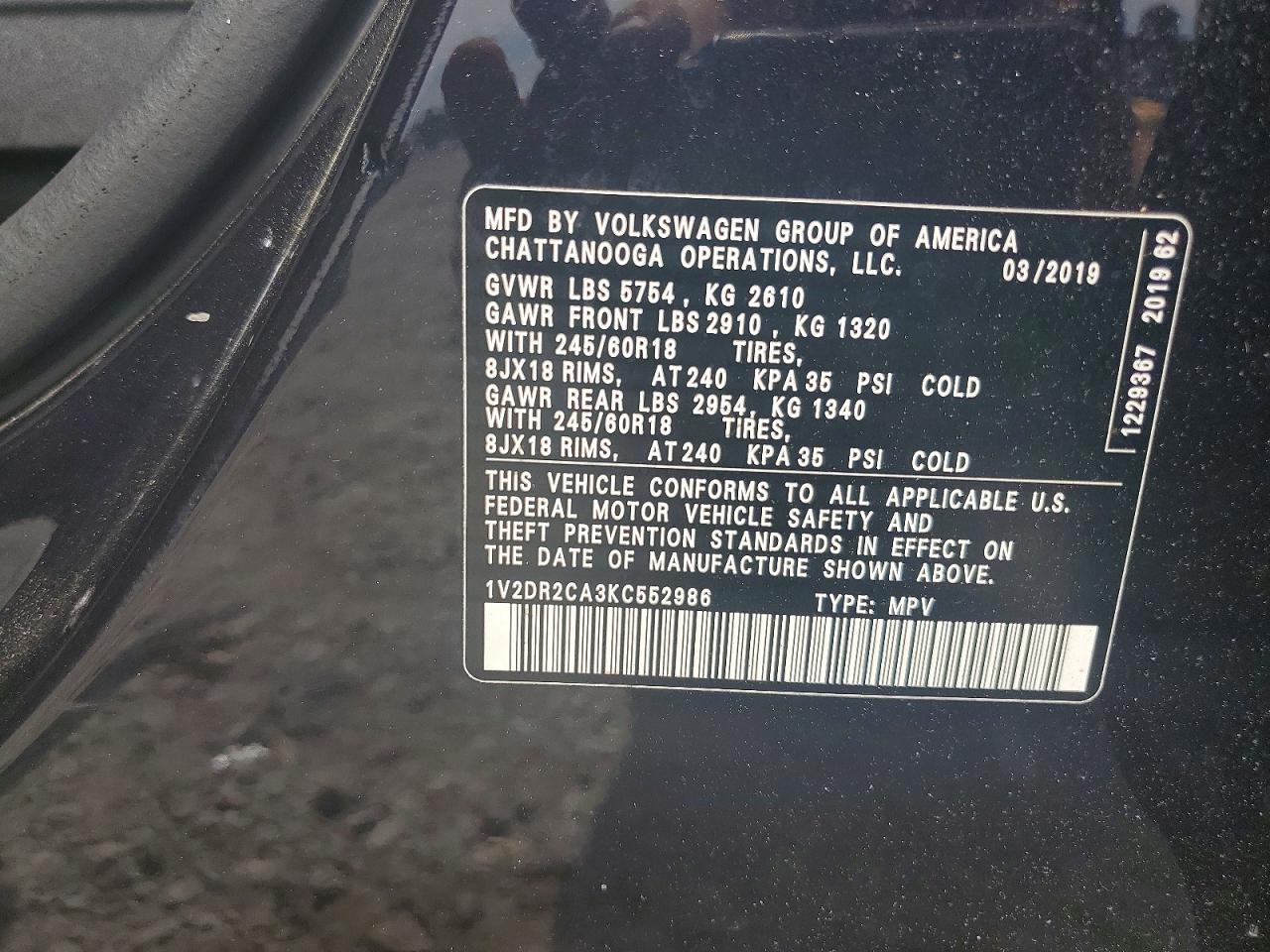 2019 VOLKSWAGEN ATLAS