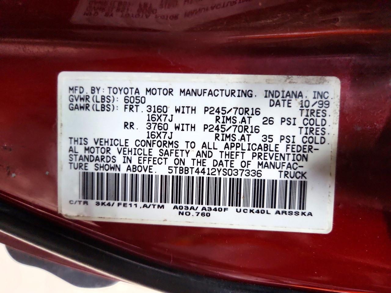 2000 TOYOTA TUNDRA