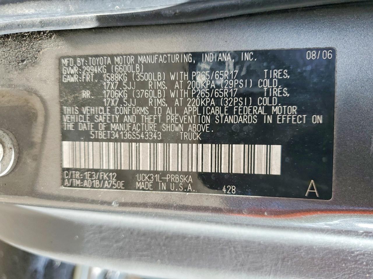 2006 TOYOTA TUNDRA