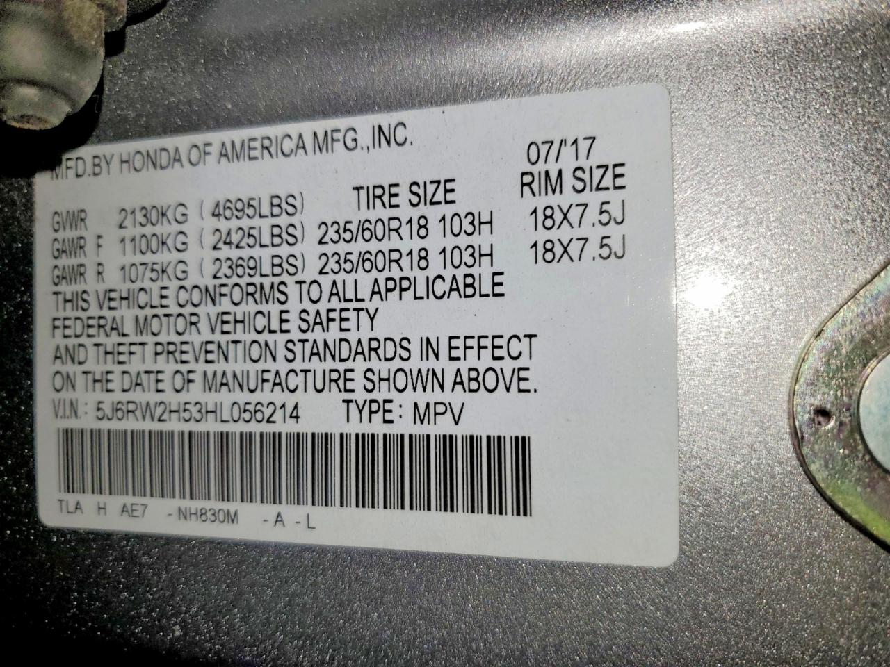 2017 HONDA CRV