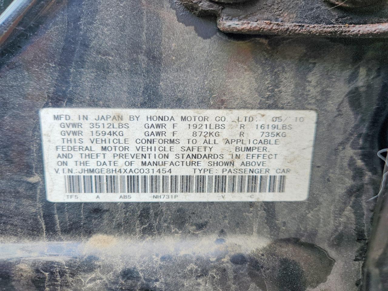 2010 HONDA FIT