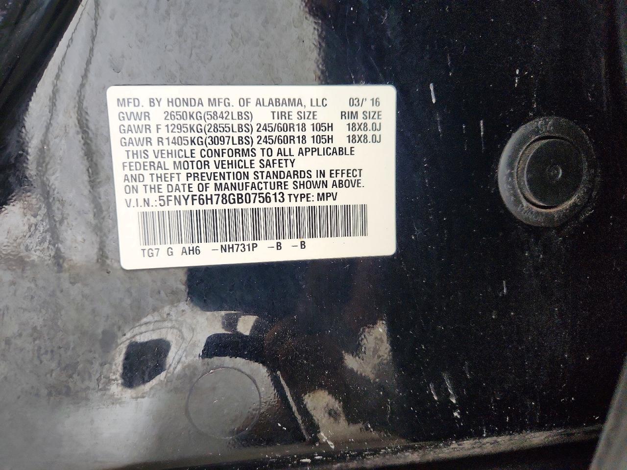 2016 HONDA PILOT
