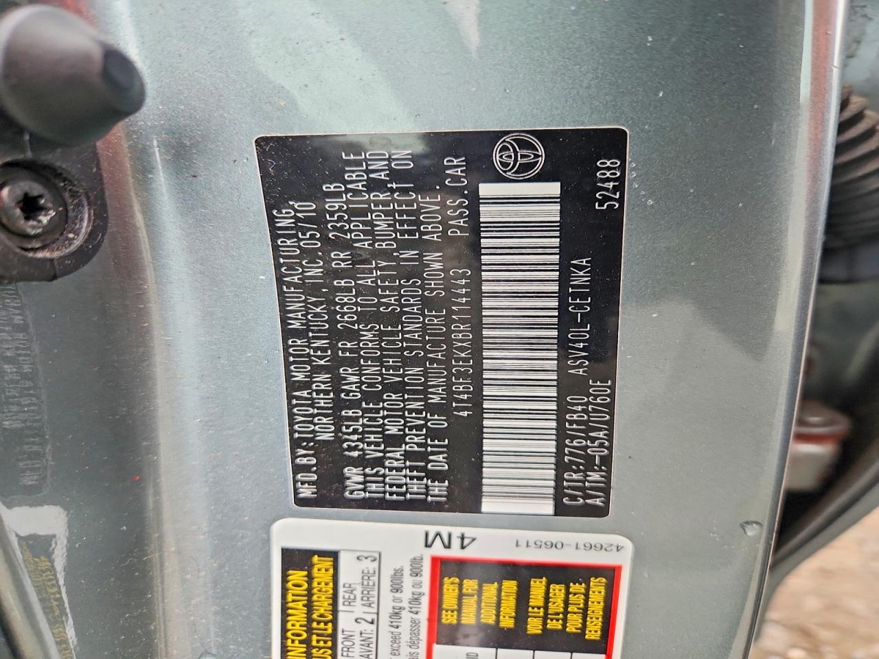 2011 TOYOTA CAMRY