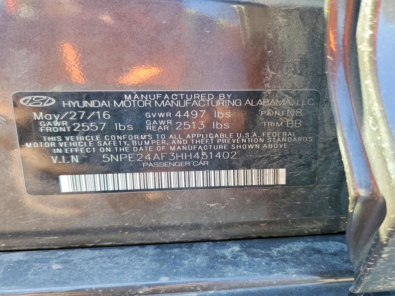 2017 HYUNDAI SONATA
