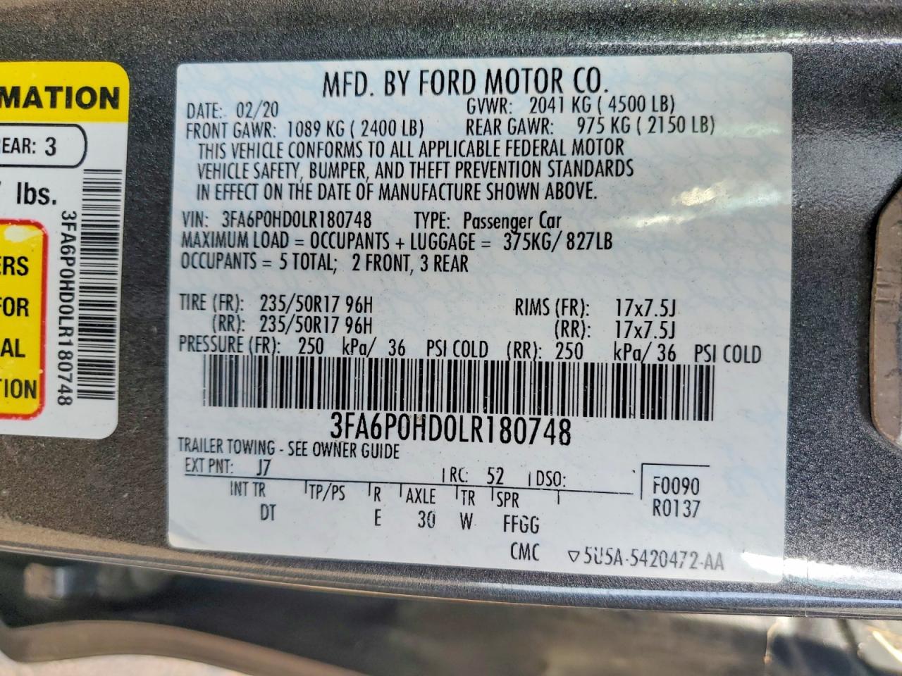 2020 FORD FUSION