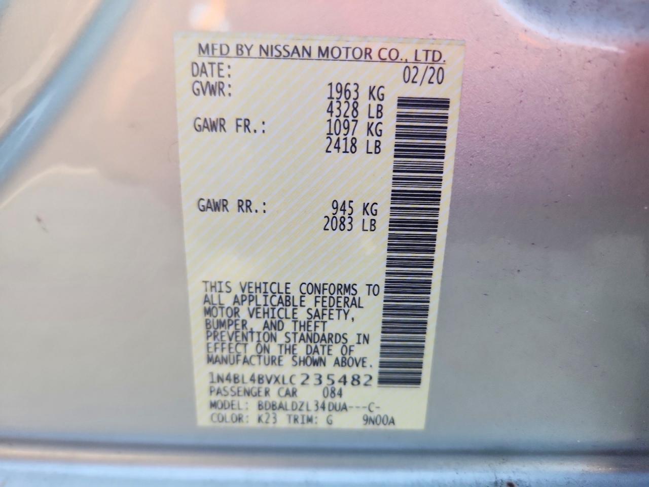 2020 NISSAN ALTIMA
