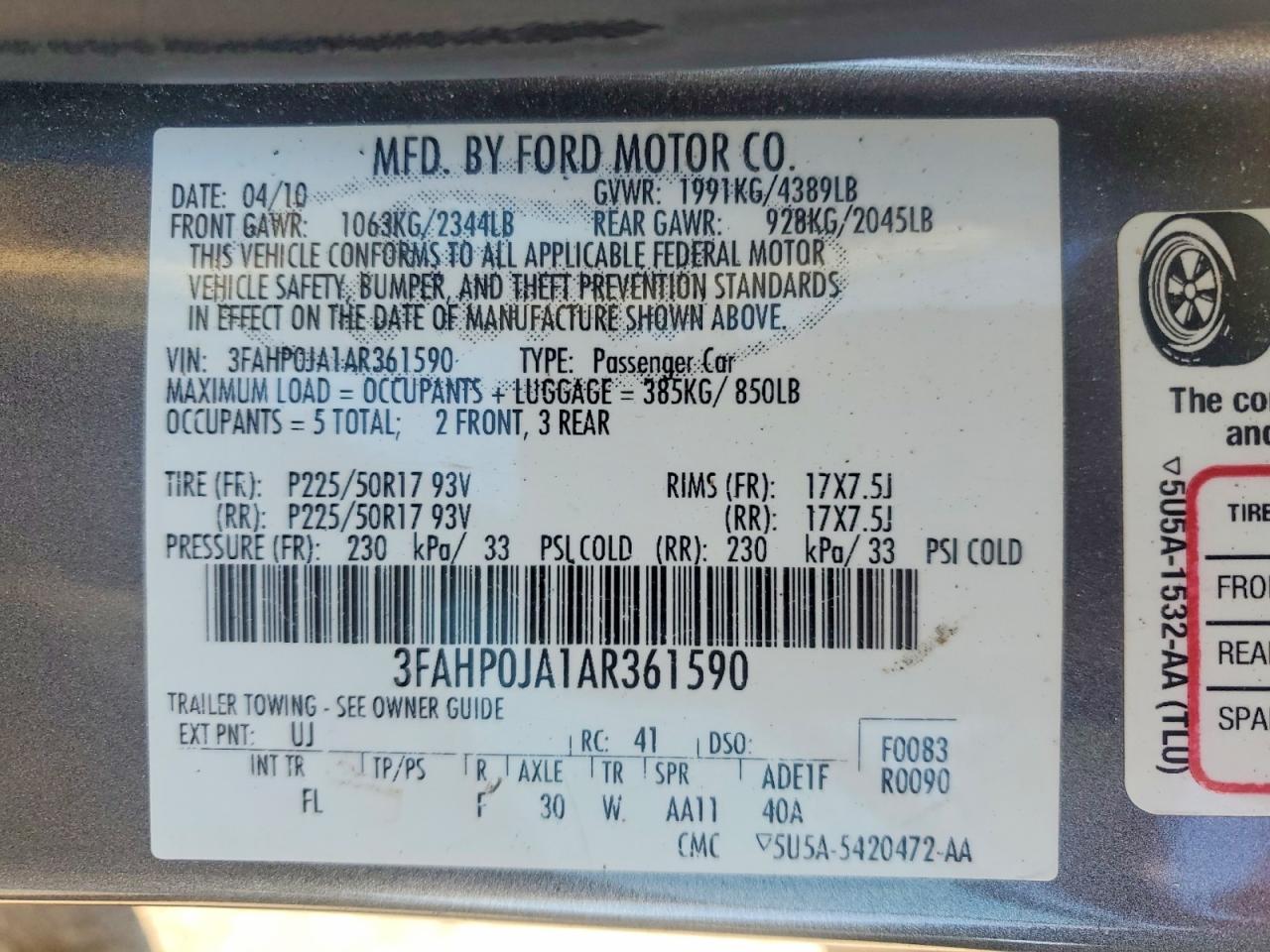 2010 FORD FUSION