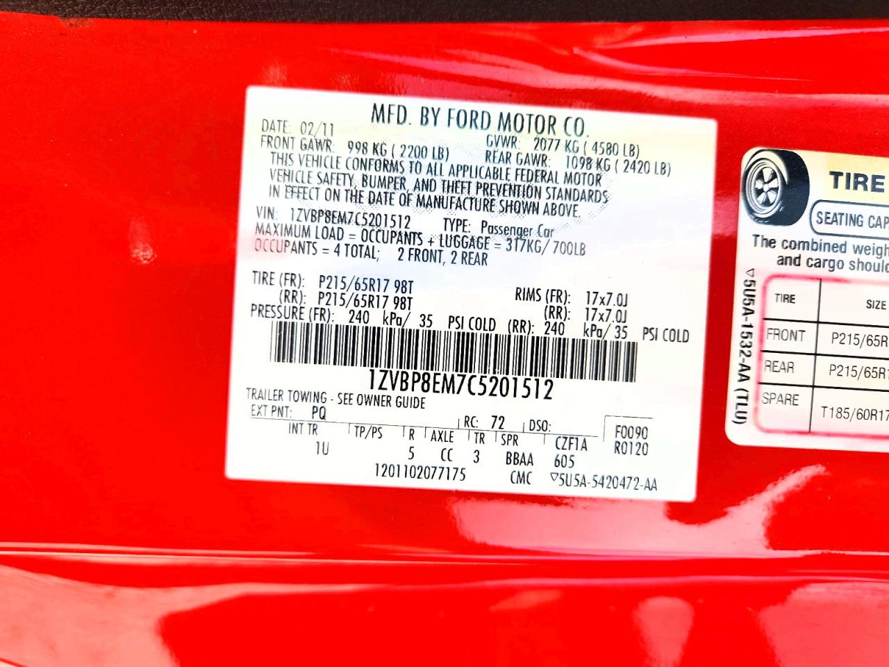 2012 FORD MUSTANG