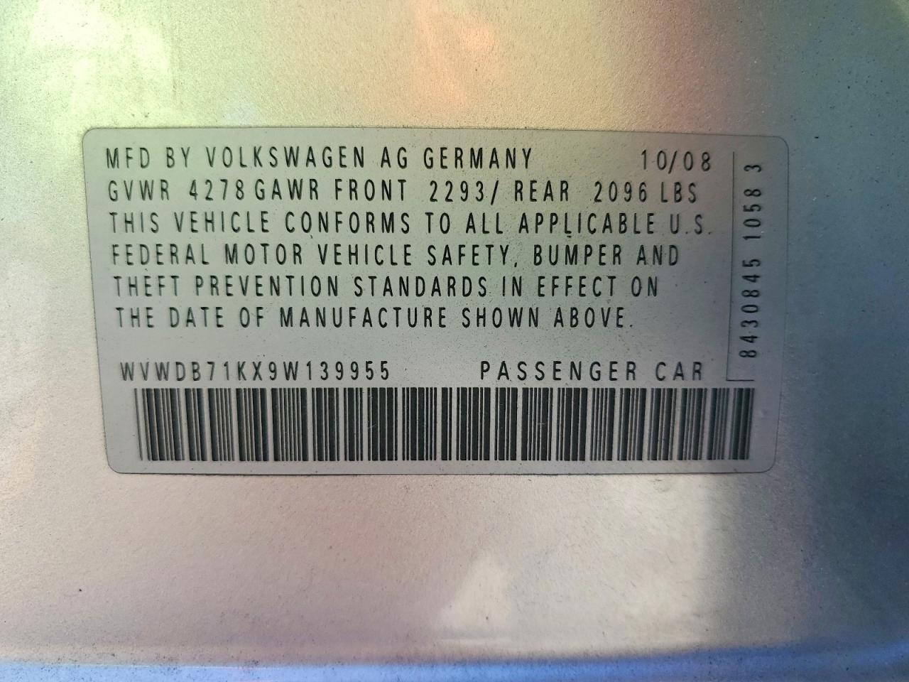 2009 VOLKSWAGEN RABBIT