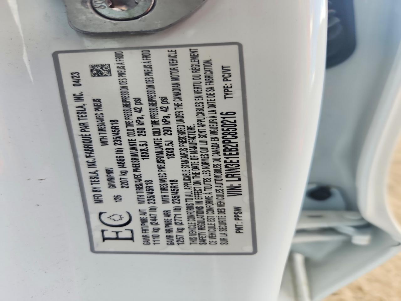 2023 TESLA MODEL 3