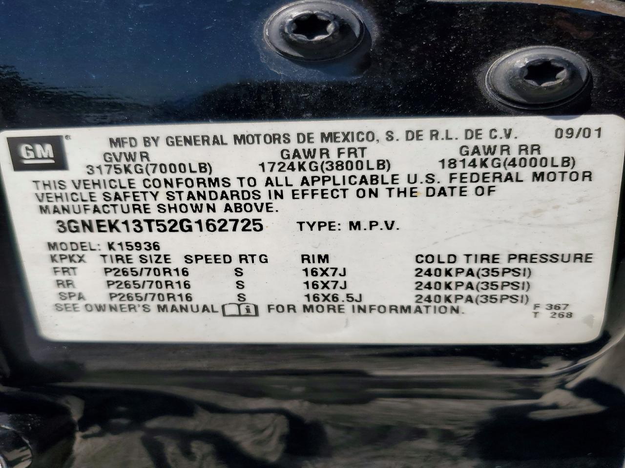 2002 CHEVROLET AVALANCHE