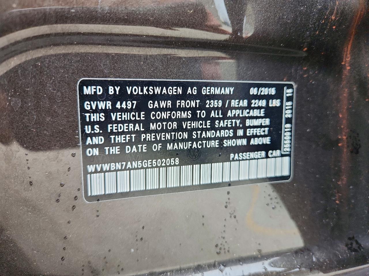 2016 VOLKSWAGEN CC