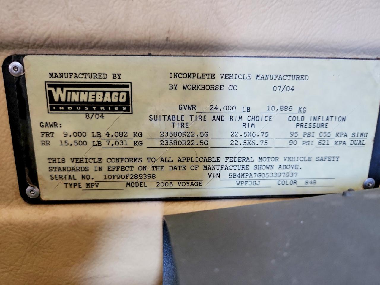 2005 WINNEBAGO ALL Models