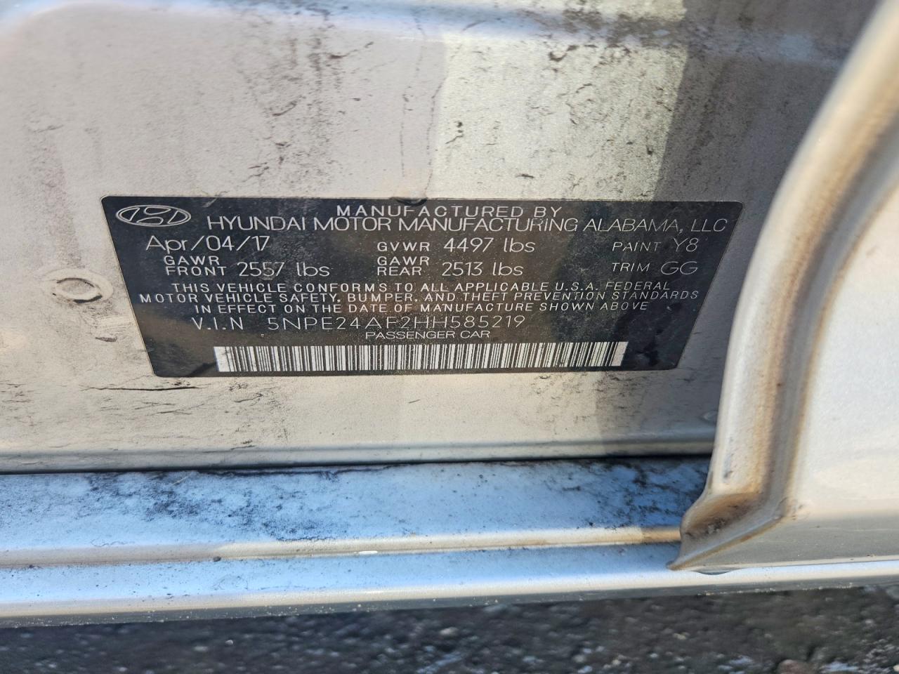 2017 HYUNDAI SONATA