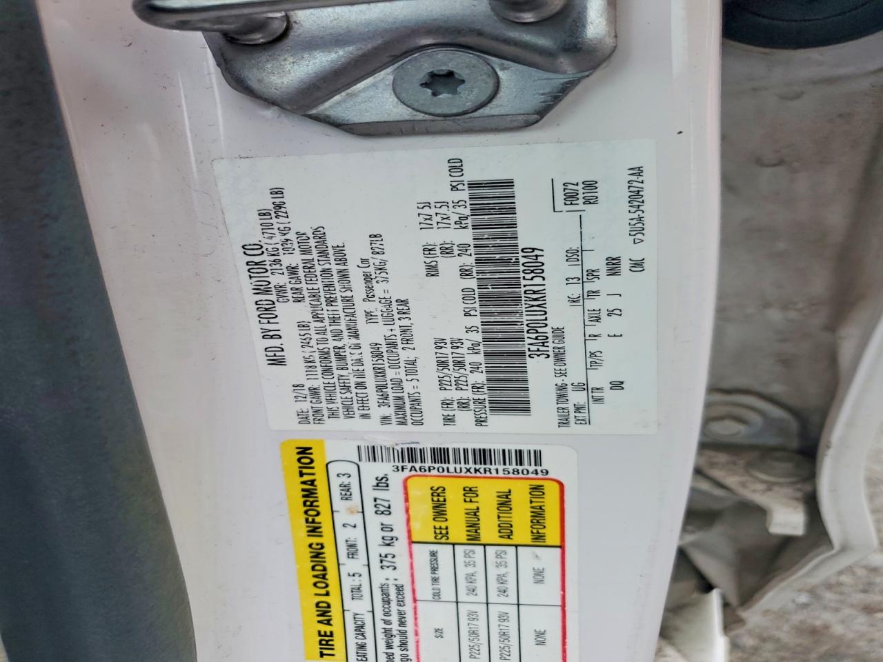 2019 FORD FUSION