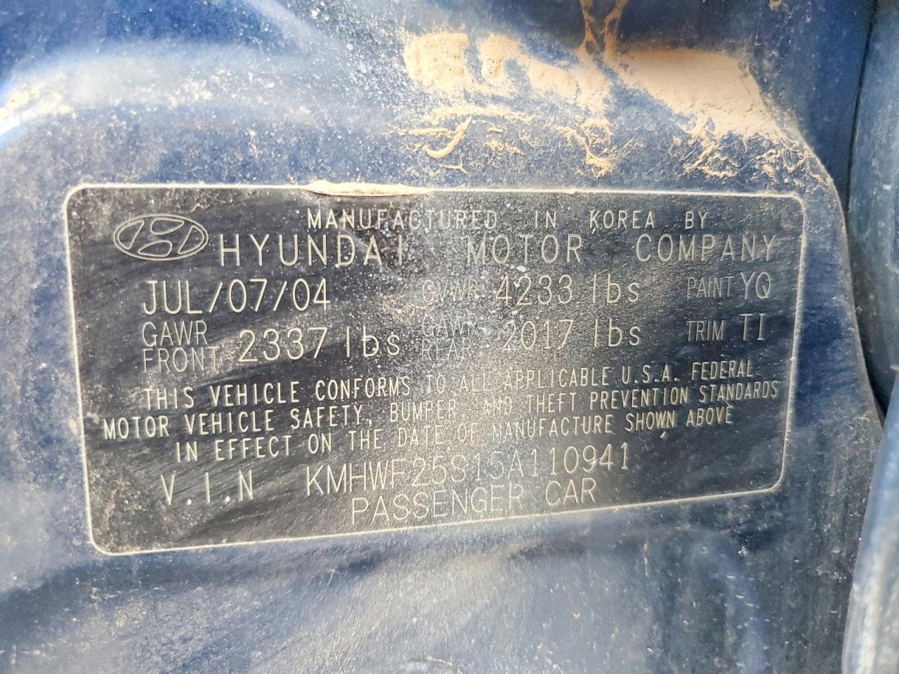 2005 HYUNDAI SONATA