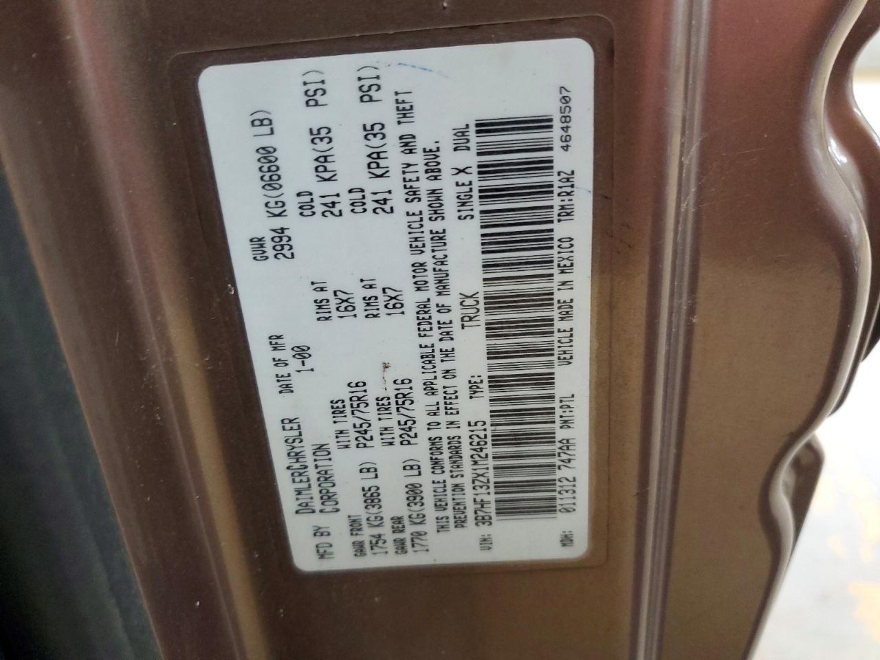 2001 DODGE RAM 1500