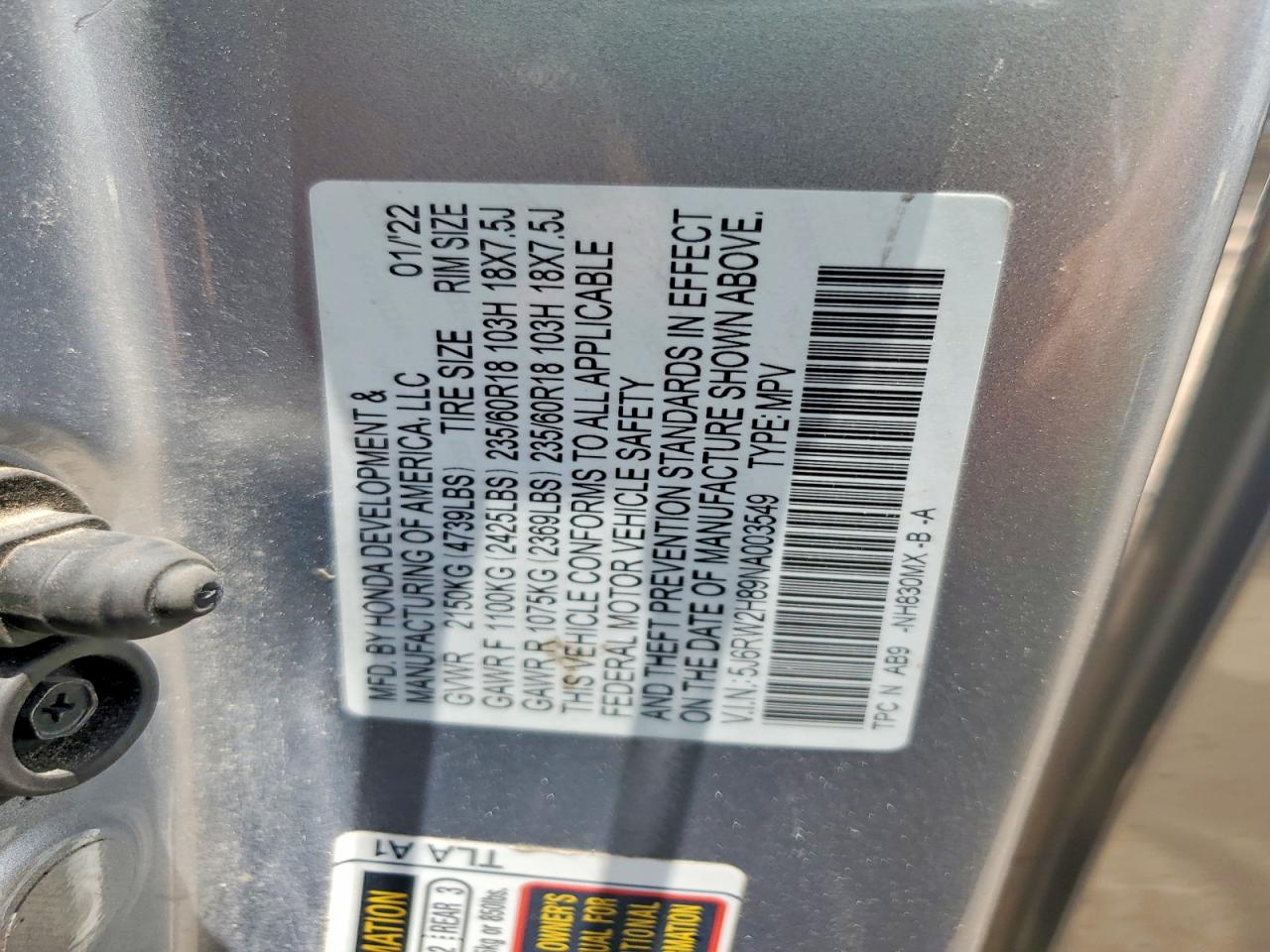 2022 HONDA CRV