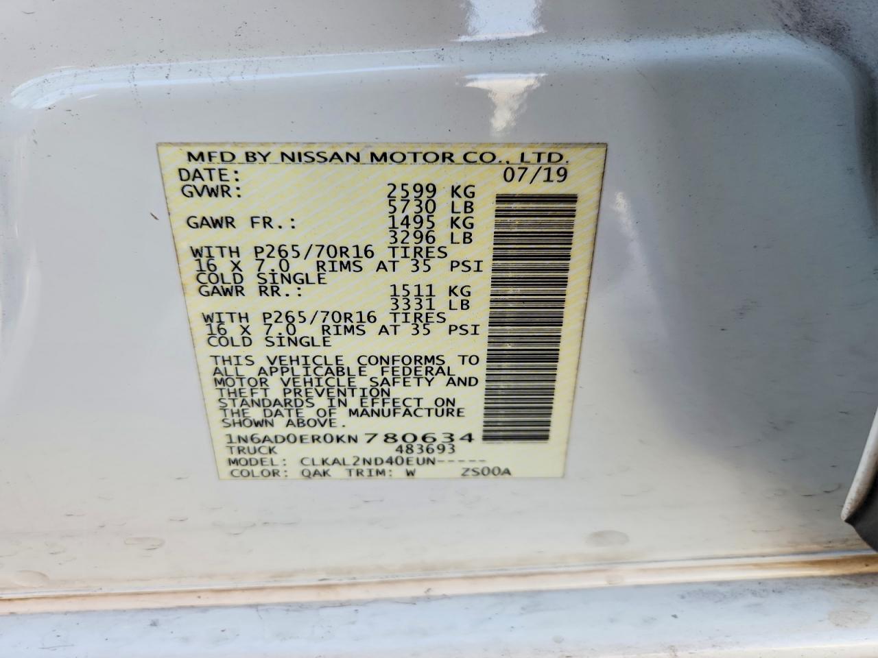 2019 NISSAN FRONTIER