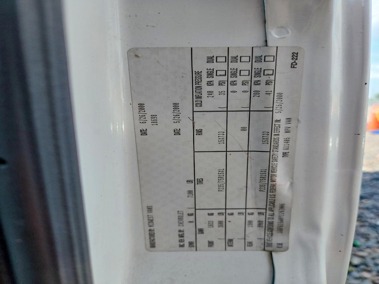 2000 CHEVROLET EXPRESS