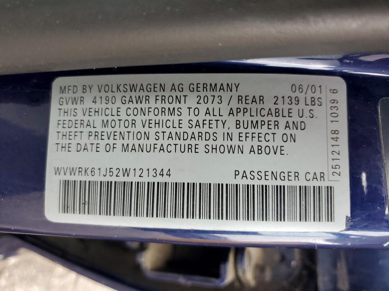 2002 VOLKSWAGEN JETTA