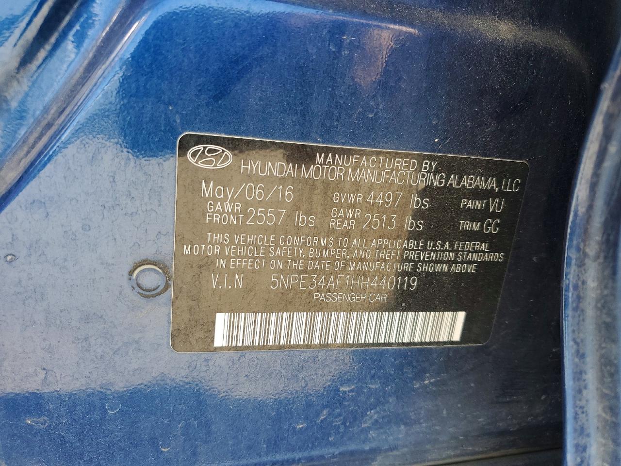 2017 HYUNDAI SONATA