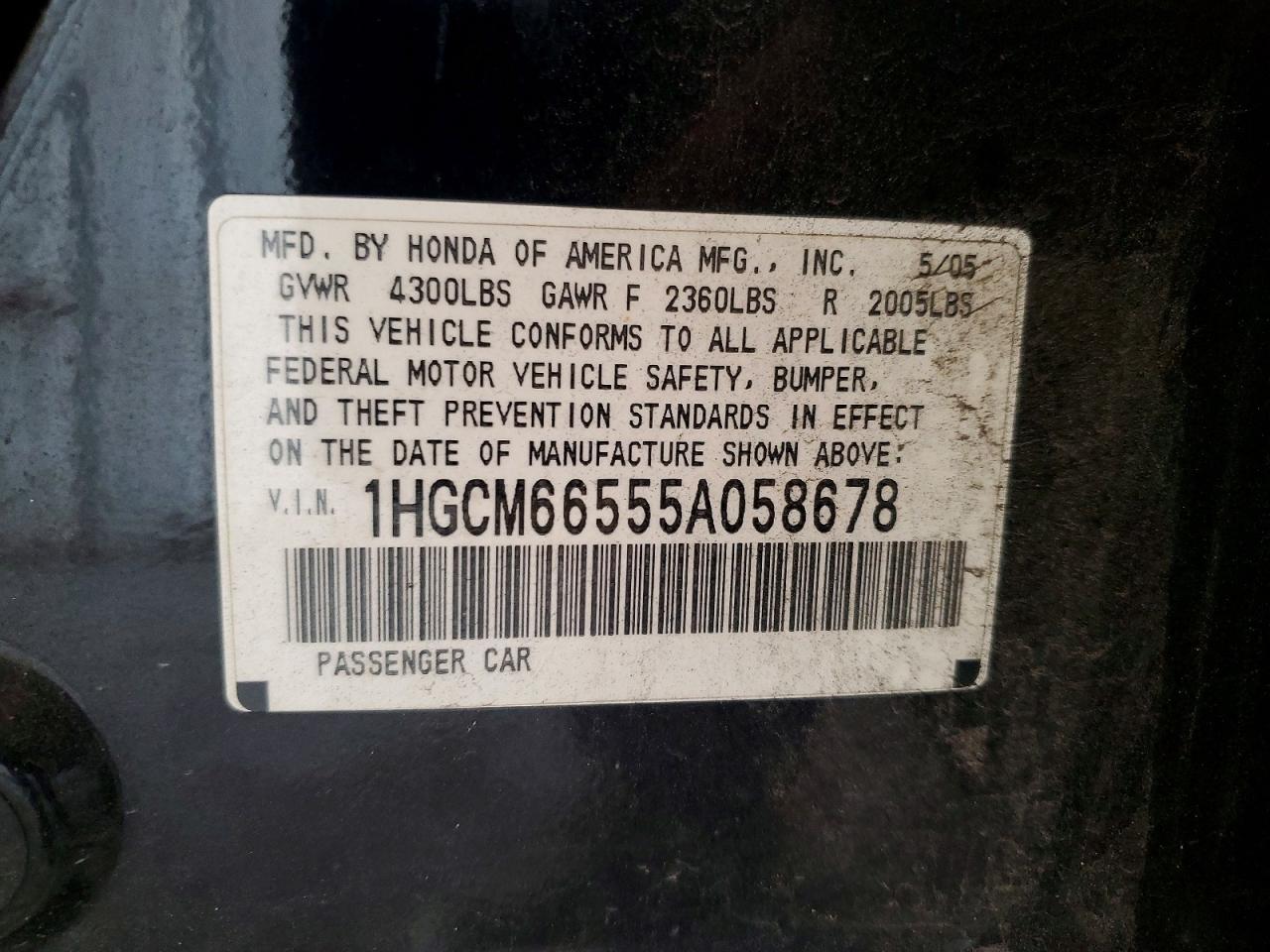 2005 HONDA ACCORD