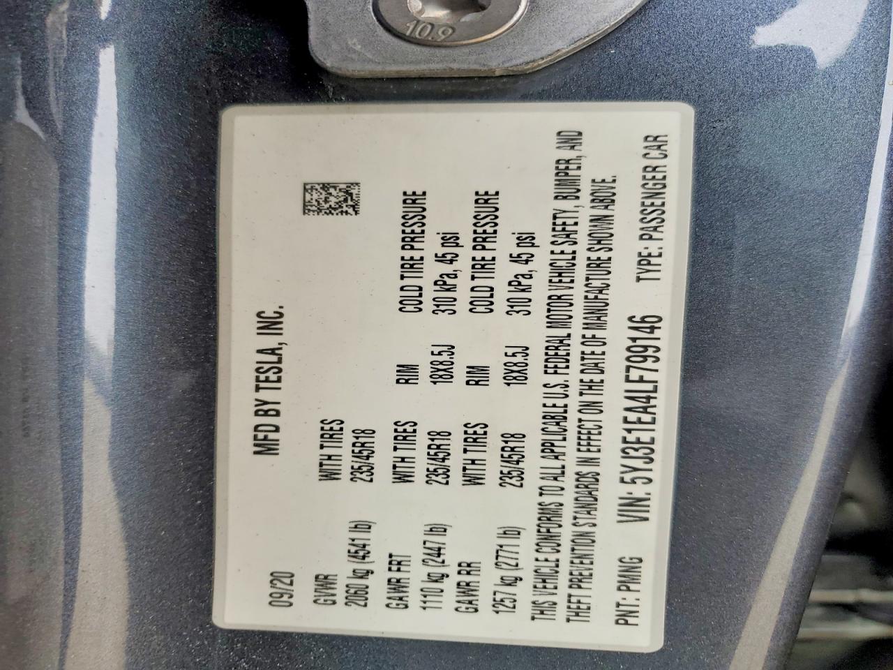 2020 TESLA MODEL 3