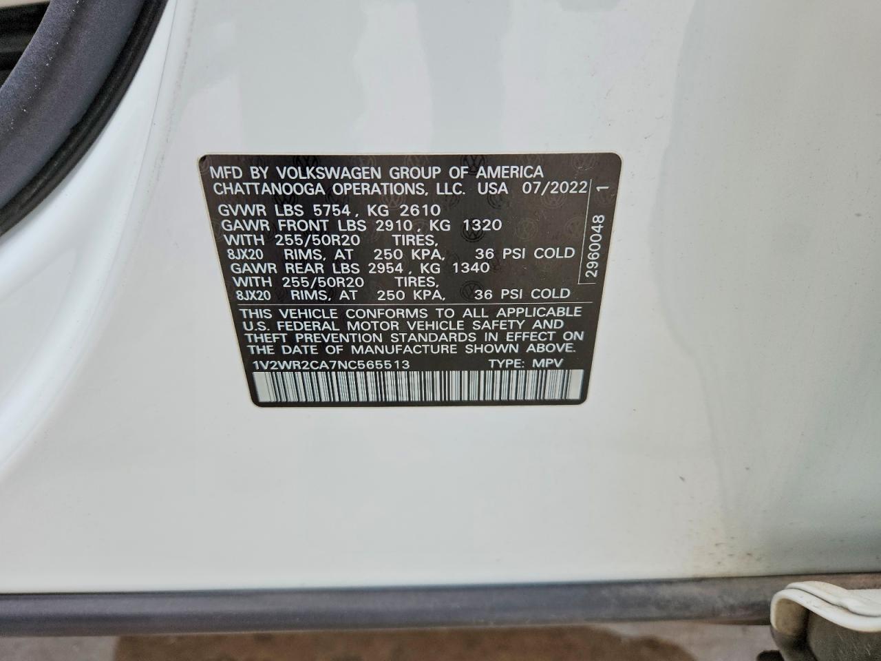 2022 VOLKSWAGEN ATLAS