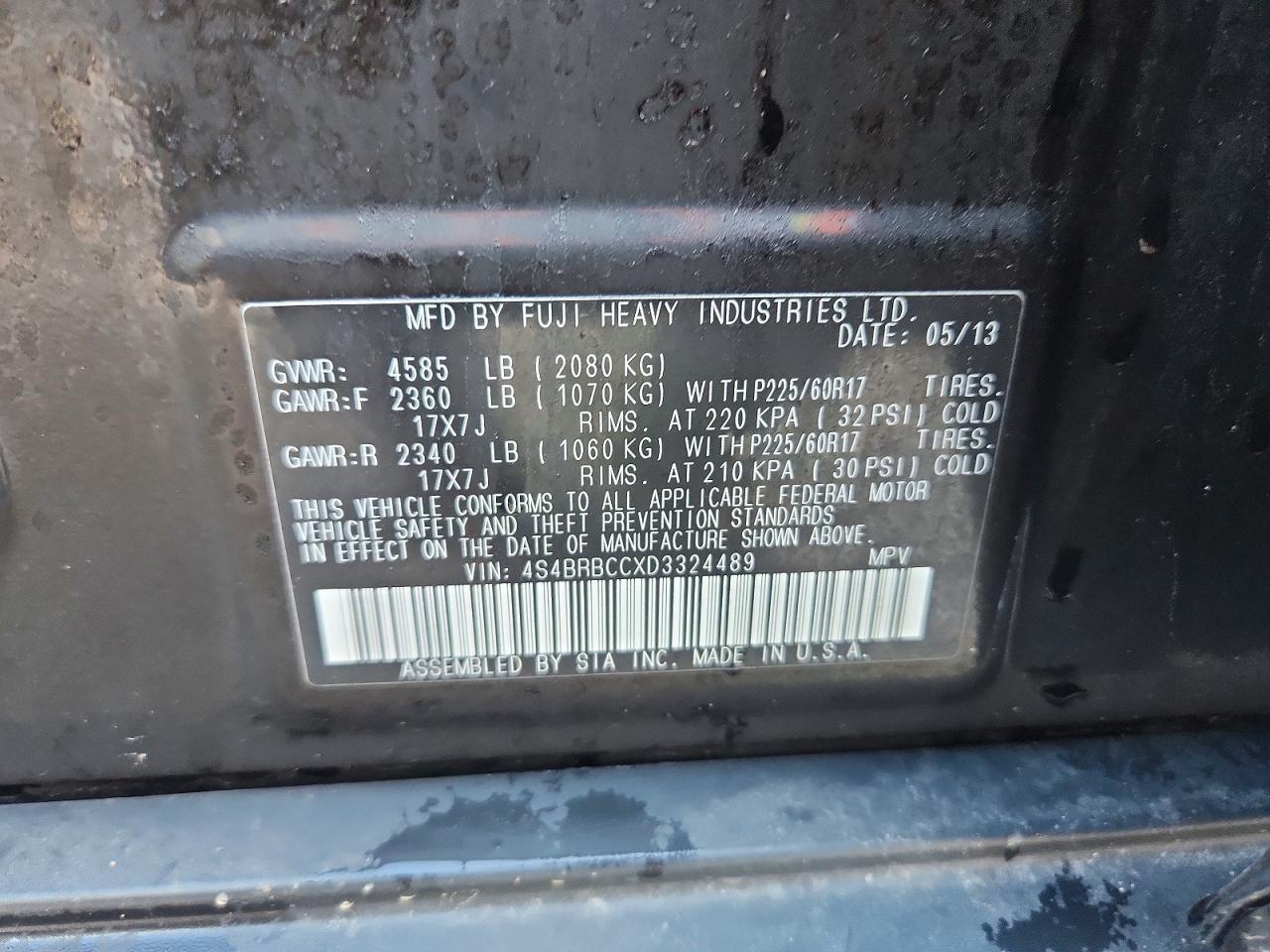 2013 SUBARU OUTBACK
