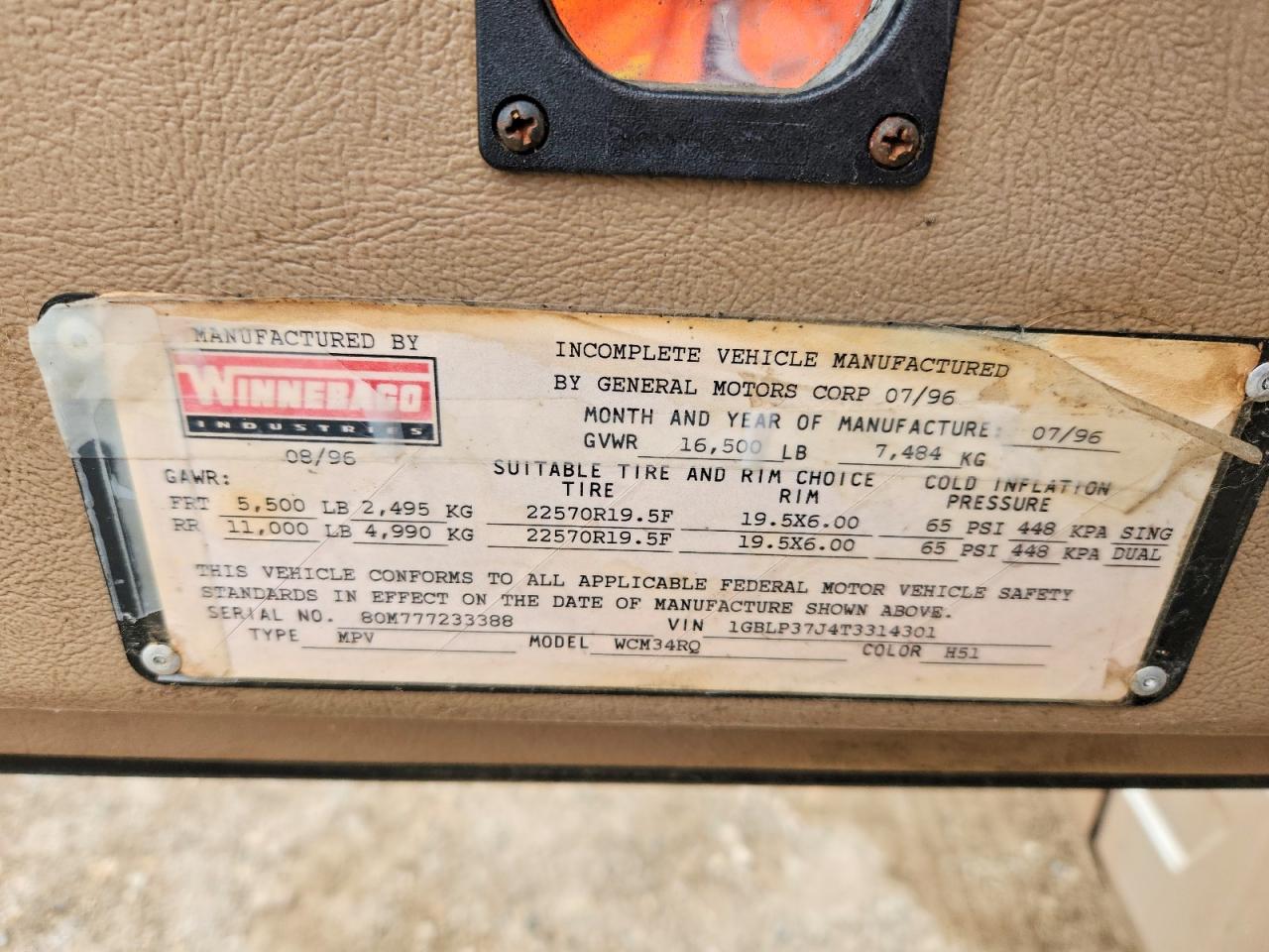 1996 CHEVROLET P SERIES