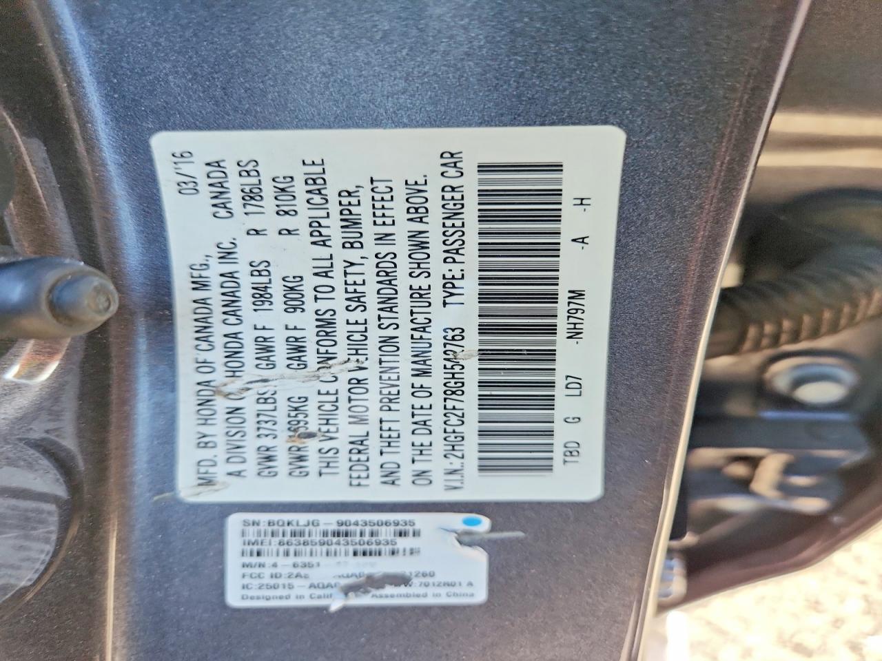 2016 HONDA CIVIC