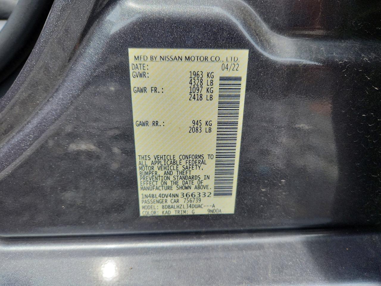 2022 NISSAN ALTIMA