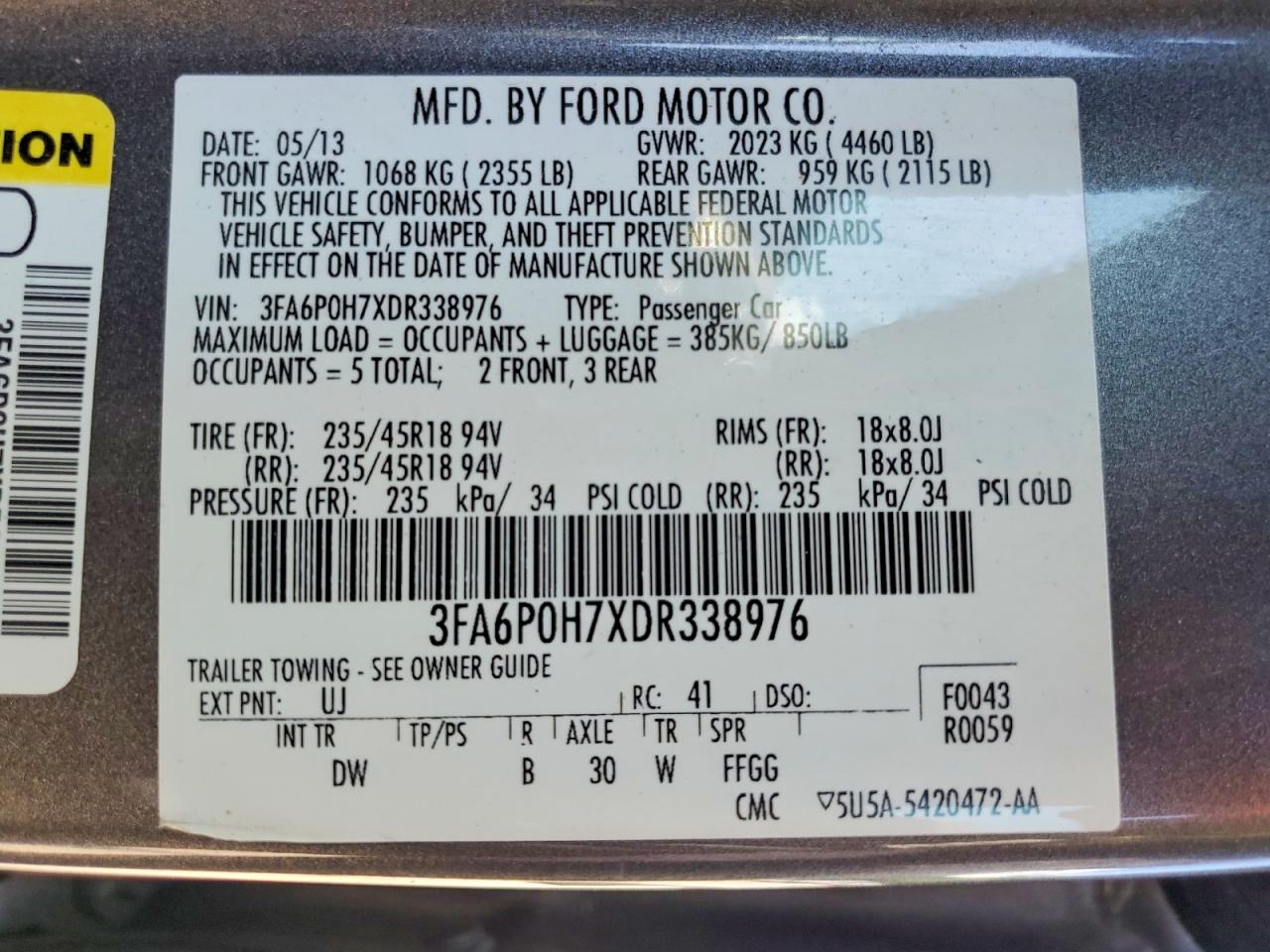 2013 FORD FUSION